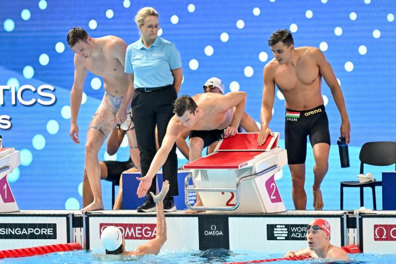 A magyar férfi gyorsváltó a 4x100 méteres versenyszámban a világbajnokságon a hatodik helyet szerezte meg.